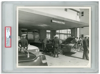 Original 10 x 8 Photo of John F. Kennedys Presidential Limousine at Parkland Hospital in Dallas -- Encapsulated & Authenticated by PSA as Type I Photograph
